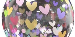 HIPPITY HOP TRANPARENT HEART PRINTED MULTICOLOUR BOBO BALLOON 18 INCH