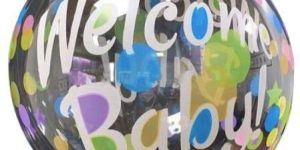 HIPPITY HOP TRANSPARENT WELCOME BABY PRINTED WITH POLKA DOT BOBO BALLOON ( 18 INCH )