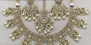 Reverse AD Mehndi Plating Necklace Set