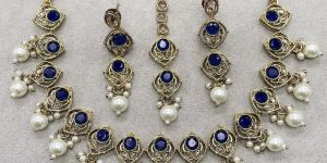 Revrse AD Mehndi Plating Necklace Set