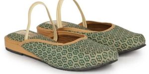the Desi Dulhan Women Green Ethnic Synthetic Flat Mules with PVC Sole