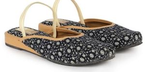 the Desi Dulhan Women NavyBlue Ethnic Synthetic Flat Mules with PVC Sole