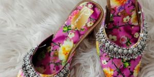 the Desi Dulhan Women Payal Pink Heel Mules with Resin Sole