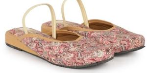 the Desi Dulhan Women Pink Multi Ethnic Synthetic Flat Mules with PVC Sole