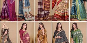 Pure Soft Cotton Ikkat Print Saree