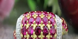 Natural Ruby Diamond Cluster Ring