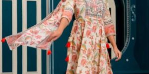 Handblock Printed Cotton Anarkali Suits