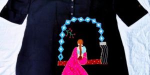 Ladies Black Hand Painted Designer Kurti