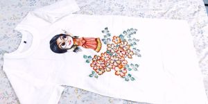 Ladies White Hand Painted Designer Kurti