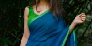 Plain Cotton Linen Saree