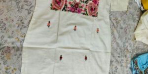 White Cotton Embroidered Kurti