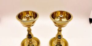 Traditional Brass Standing Diya Deepak Jyoti Hindu