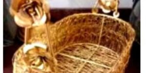 Wooden Decorative Tray with Golden Handles