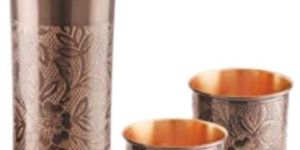 Sahi Hai VINTAGE GIFT SET FLORAL COPPER WATER BOTTLE