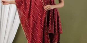 Maroon Zigzag Sharara Set