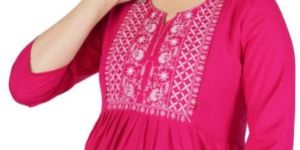 Pink Embroidered Maternity Kurti