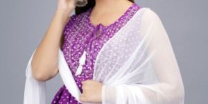 Purple Sharara Set with White Dupatta