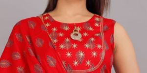 Red Leaf Print Sharara Set