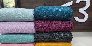 Poly Silk Schiffli Embroidery Sherwani Fabric