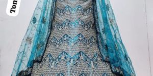 Sky Blue Net Gotapatti Work Lehenga Choli