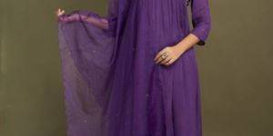 Purple Chanderi Anarkali Set