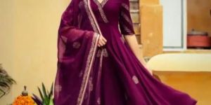 Sitara Wine Gold Printed Suit Set