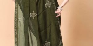 Sitara Chiffon Green Zarkan Diamond Work Saree