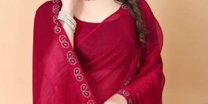 Sitara Chiffon Magenta Zarkan Diamond Work Saree