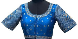 Royal Blue Raw Silk Blouse