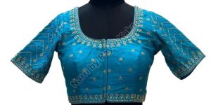 Sky Blue Raw Silk Blouse