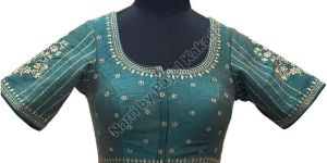 Turquoise Raw Silk Blouse