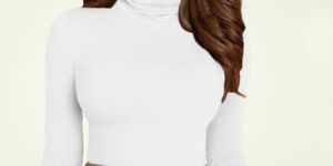 Ladies White High Neck T-Shirt