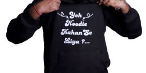 Mens Black Printed Hoodie