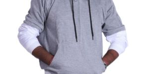 Mens Grey & White Stylish Hoodie