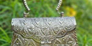 Silver Brass Purse with Handle