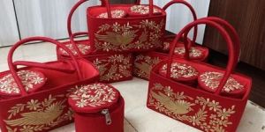 Embroidered Red Basket Set