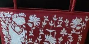 Red Embroidered Shoulder Bag