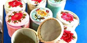 Round Embroidered Dry Fruit Jar