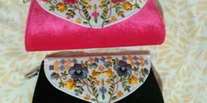 Velvet Embroidered Clutch Bag