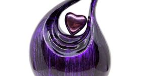 Purple Black Tear Drop Cremation Urn