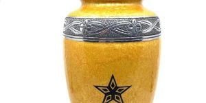 Yellow Round Cremation Urn