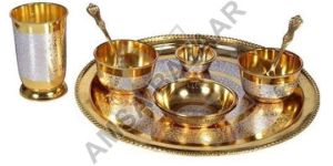 STAINLESS STEEL BRASS THALI SET