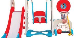 Multicolor Plastic 5 In 1 Swing-Slide Playground Combo