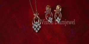 Yellow Real Diamond Small Pendant Set