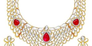 Sukkhi Gold Platted Necklace Set for Women White Stone