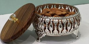 Metal Dry Fruit Box with Wooden Lid