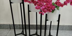 Round Metal Planter with Stand