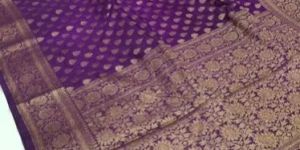 Purple Banarasi Semi Georgette Silk Saree