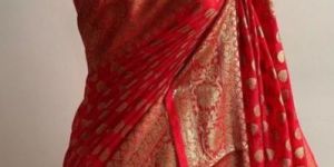 Red Banarasi Semi Georgette Silk Saree