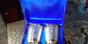 Silver Plated Brass Glass Set 4 Pcs